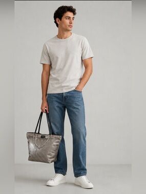 Alexander Wang Large Roxy Bag Tote Grey silky 
fabric wallet $895 New Men